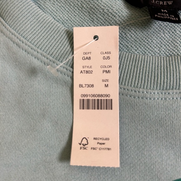 NWT J.CREW Holiday Dove Heart Paix et Amour Graphic Sweatshirt Light Blue M - Picture 4 of 12